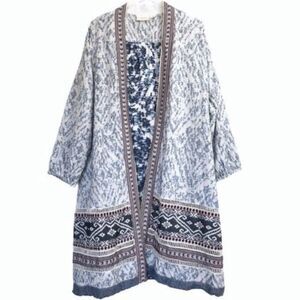Anthropologie Maeve Blue Arwen Ikat Duster